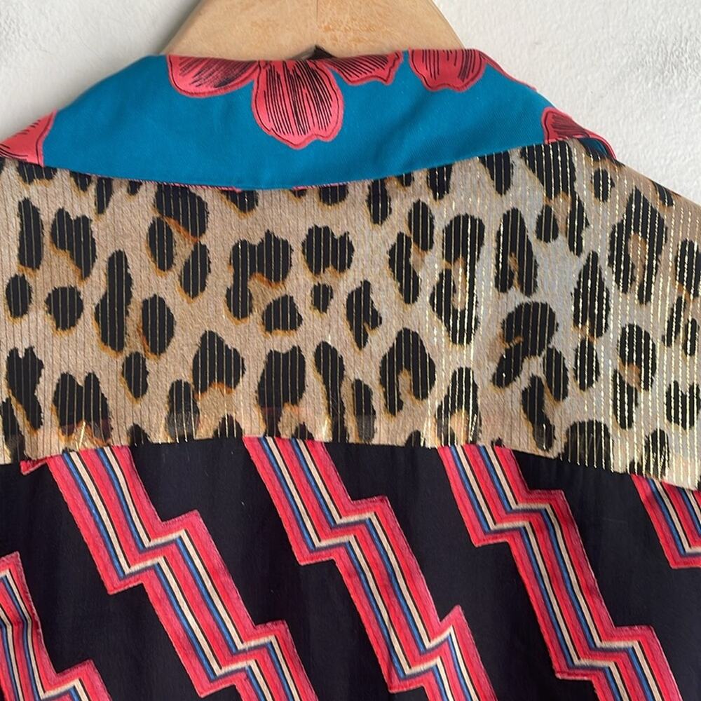 Alice + Olivia Multi-Color Mixed Print Wrap Blouse - Picture 12 of 16